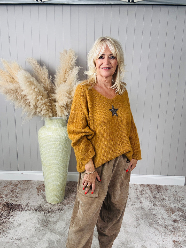 Bryony Brushed Star Jumper Mustard