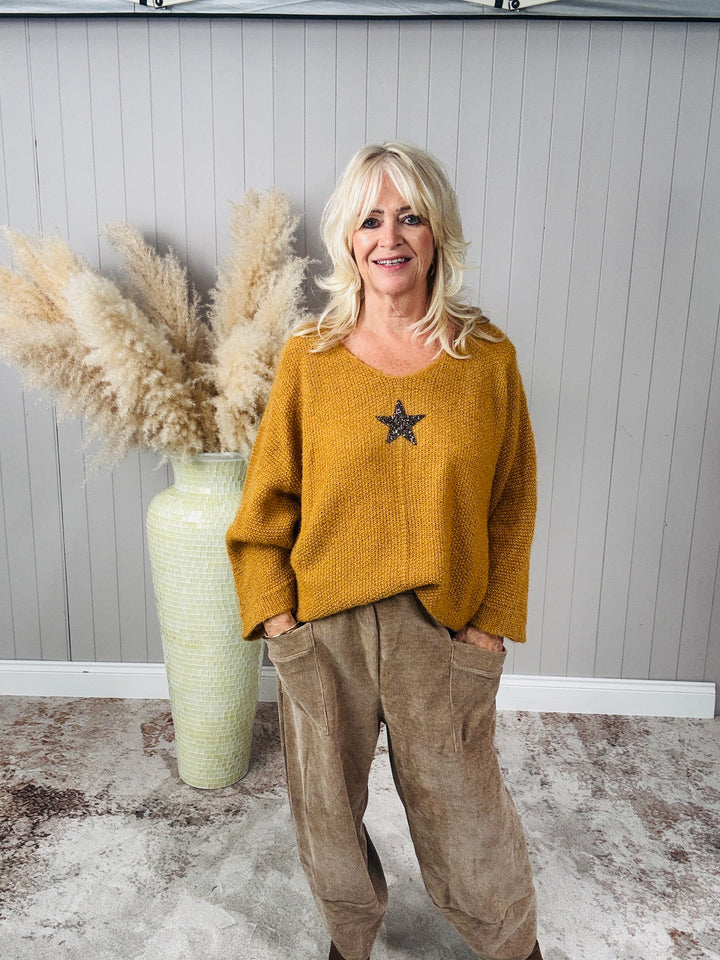 Bryony Brushed Star Jumper Mustard