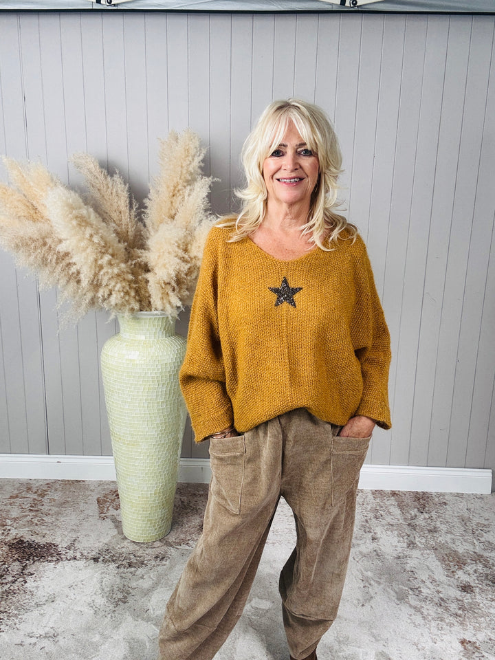 Bryony Brushed Star Jumper Mustard
