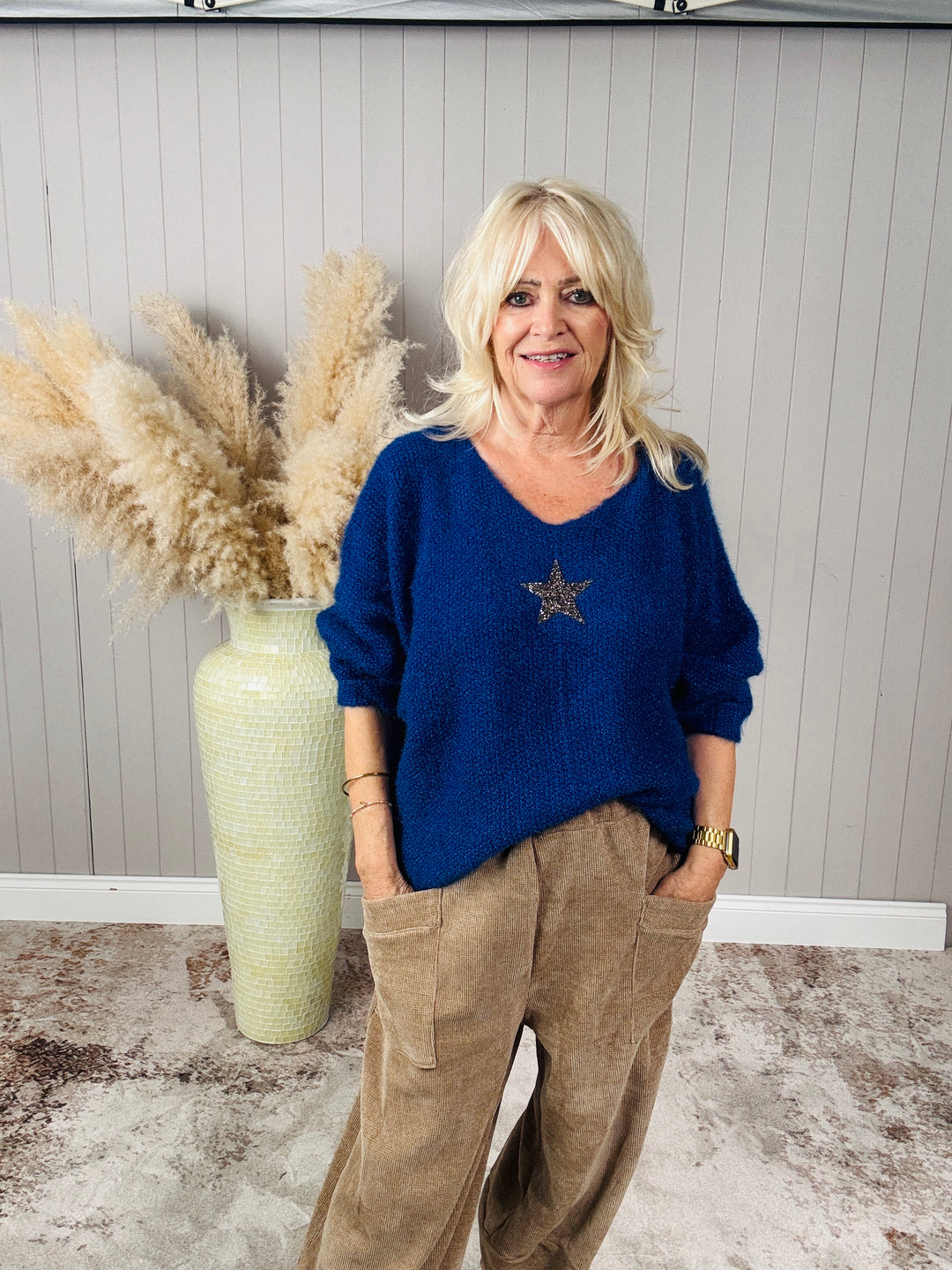 Bryony Brushed Star Jumper Royal Blue