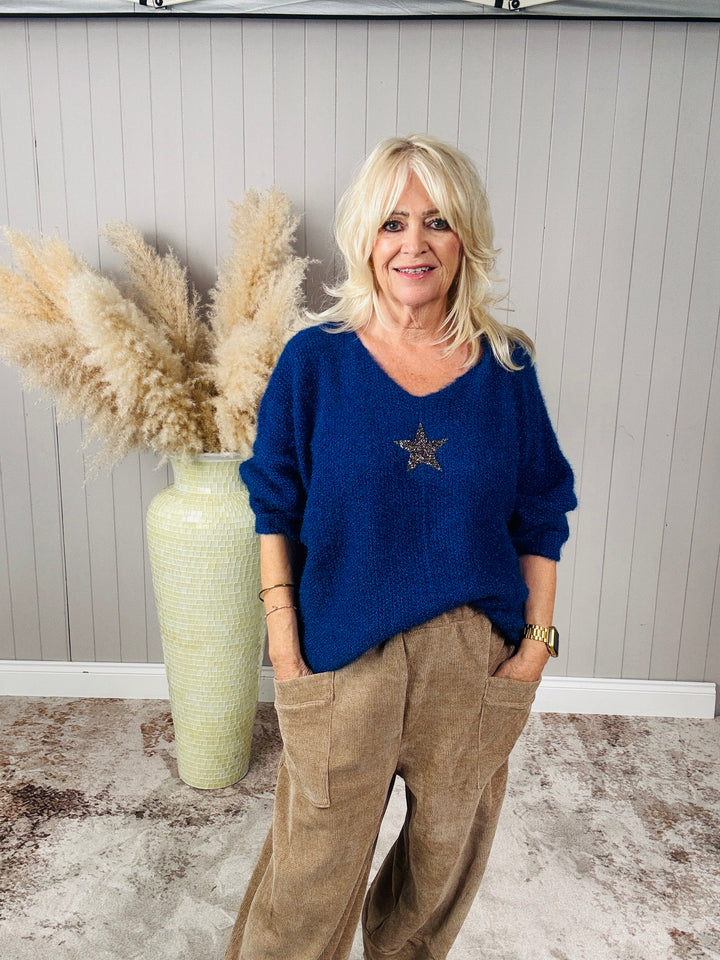 Bryony Brushed Star Jumper Royal Blue