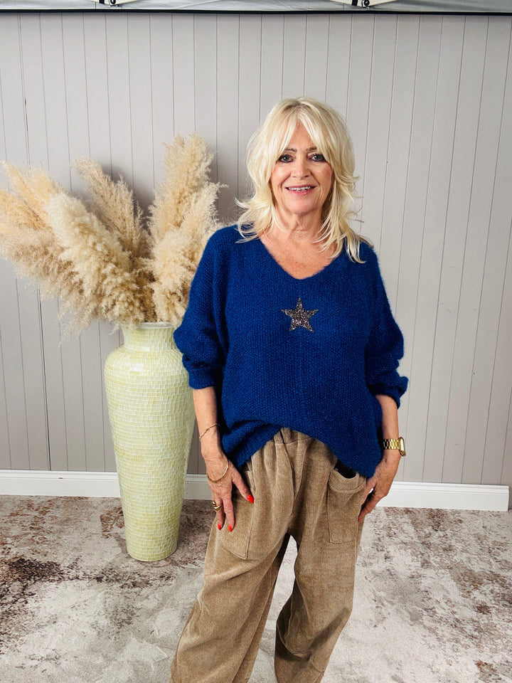 Bryony Brushed Star Jumper Royal Blue