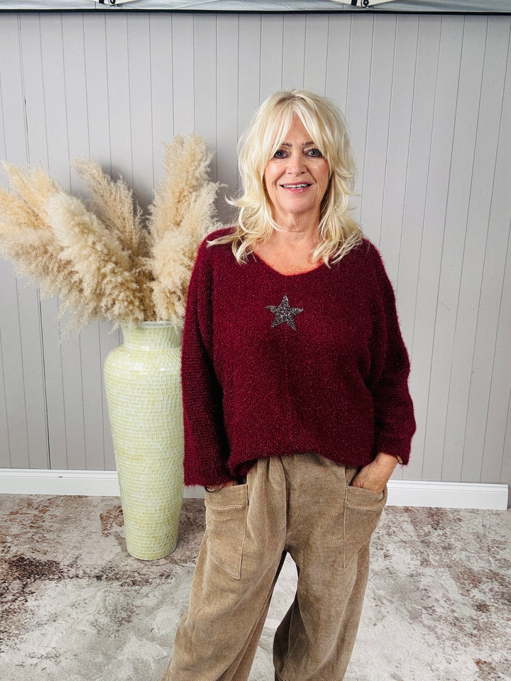 Bryony Brushed Star Jumper Bordeaux