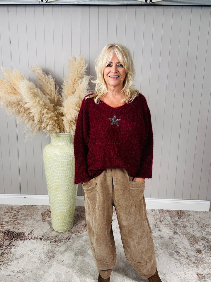Bryony Brushed Star Jumper Bordeaux