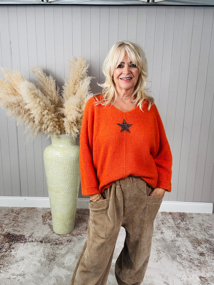 Bryony Brushed Star Jumper Tangerine