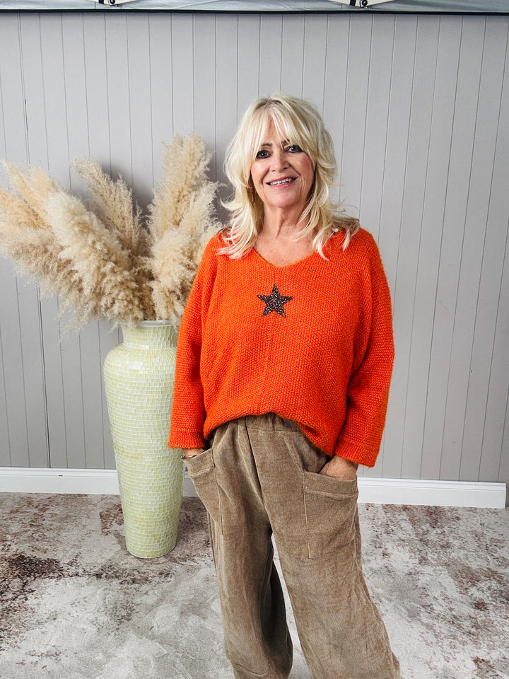 Bryony Brushed Star Jumper Tangerine