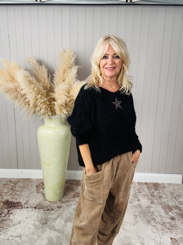 Bryony Brushed Star Jumper Black