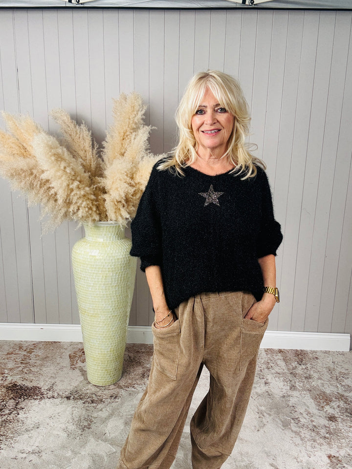 Bryony Brushed Star Jumper Black