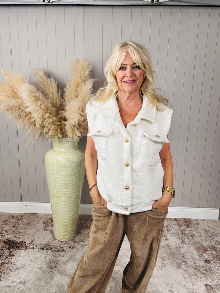 Belinda Sleeveless Jacket Cream