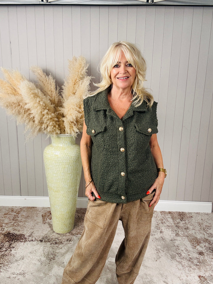 Belinda Sleeveless Jacket Khaki