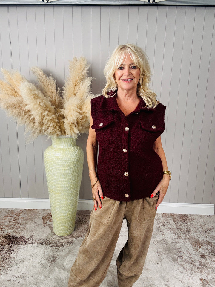 Belinda Sleeveless Jacket Bordeaux