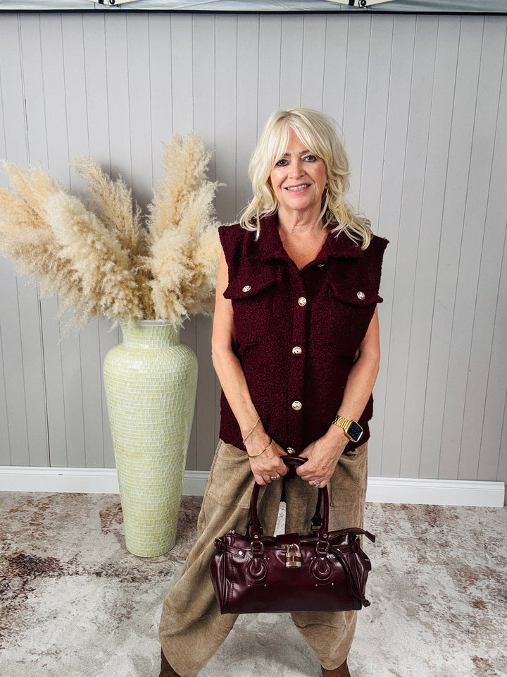 Belinda Sleeveless Jacket Bordeaux