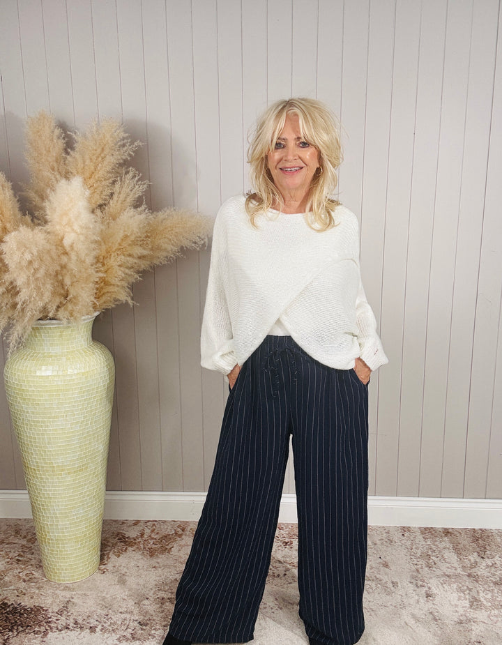Avery Pinstripe Trousers Navy