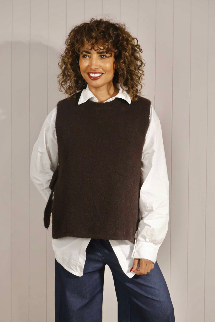 Trinity Side Tie Top - Chocolate