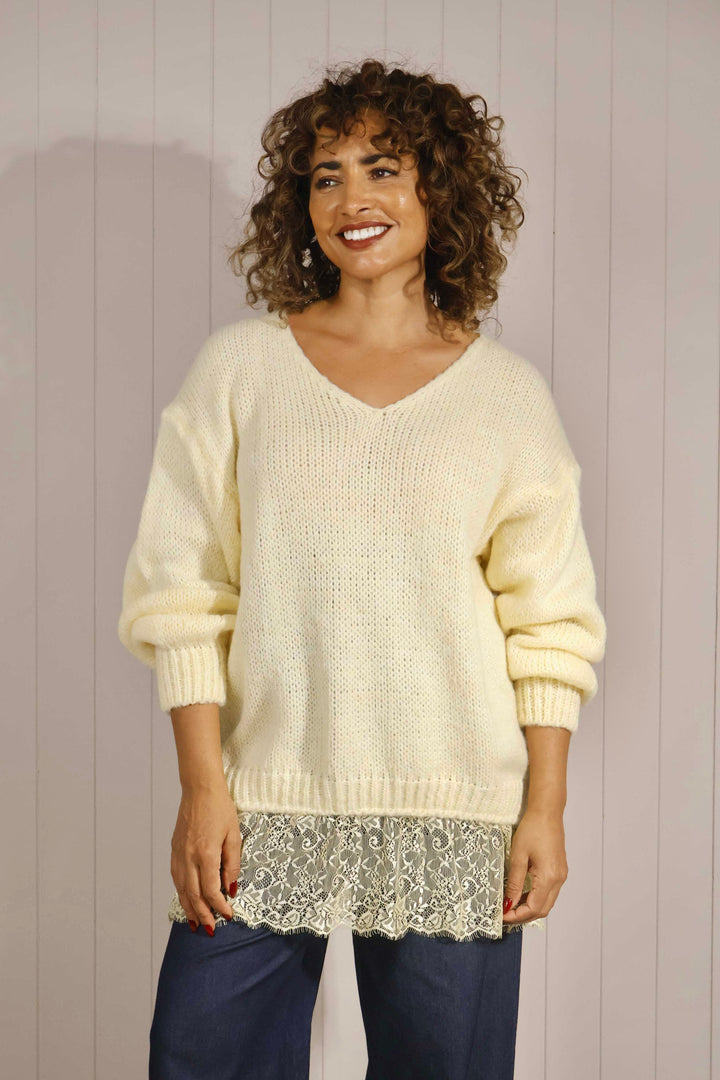 Lindi Lace Edge Jumper Lemon