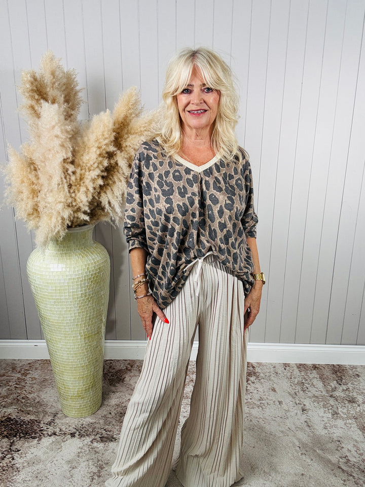 Polly Pleat Trousers Cream