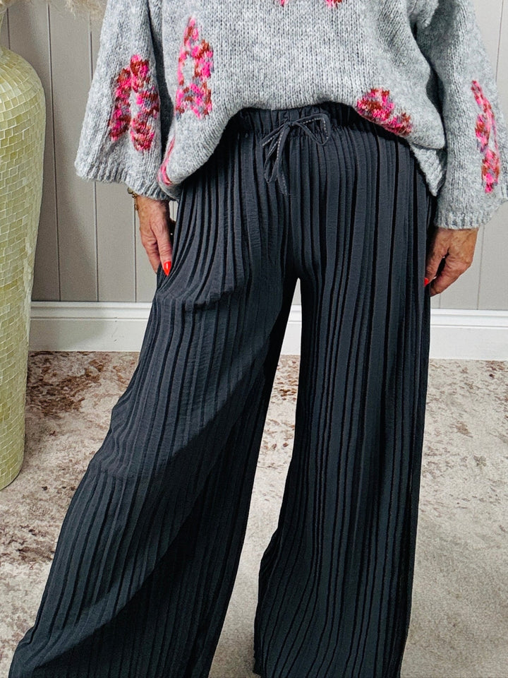 Polly Pleat Trousers Grey
