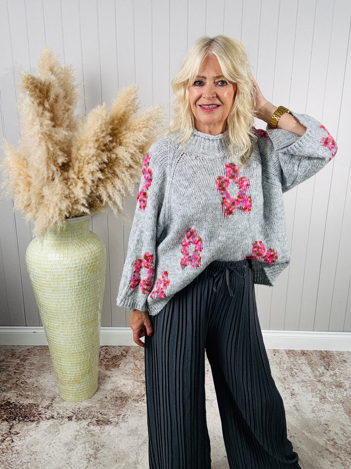 Polly Pleat Trousers Grey