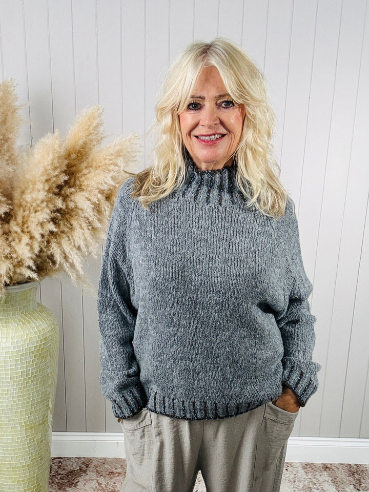 Nelle Funnel Neck Jumper Grey