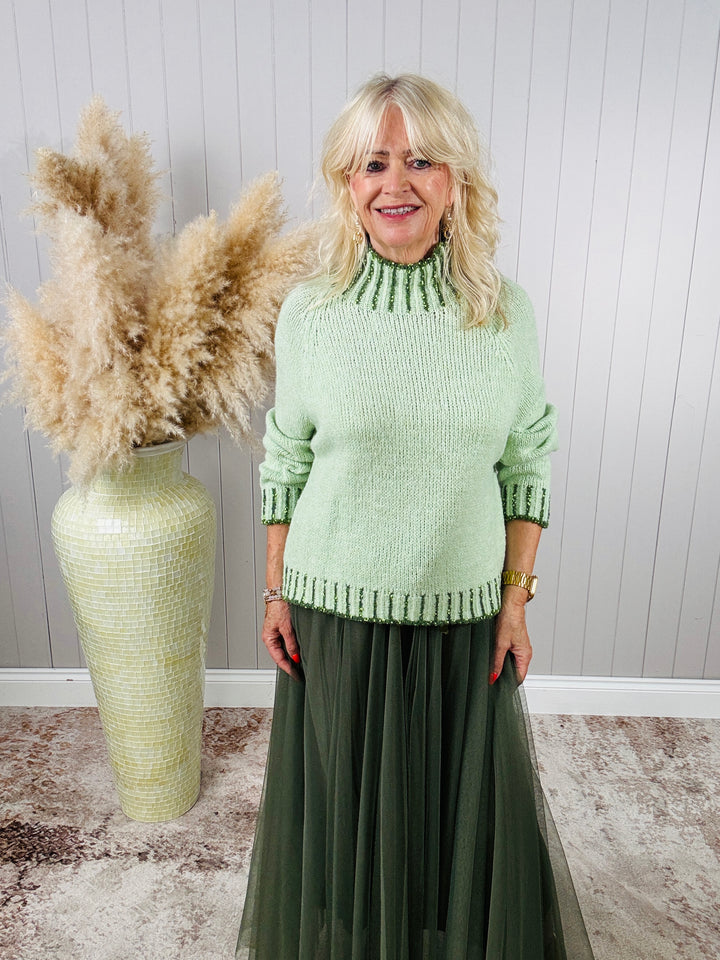 Nelle Funnel Neck Jumper Mint