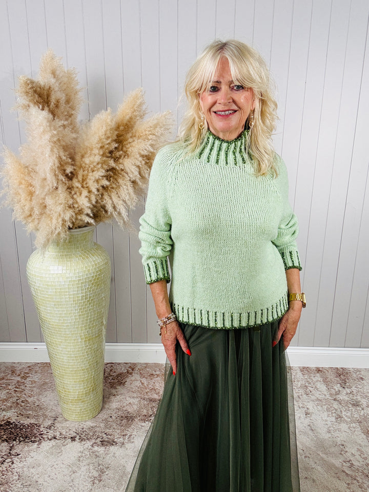 Nelle Funnel Neck Jumper Mint