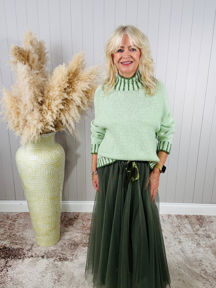 Nelle Funnel Neck Jumper Mint