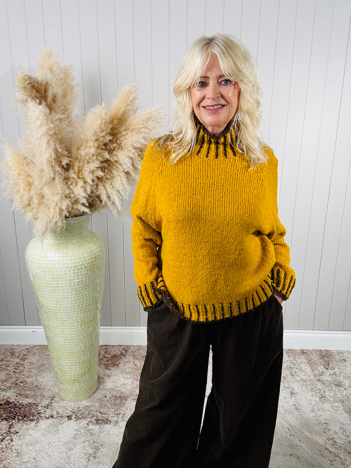 Nelle Funnel Neck Jumper Mustard