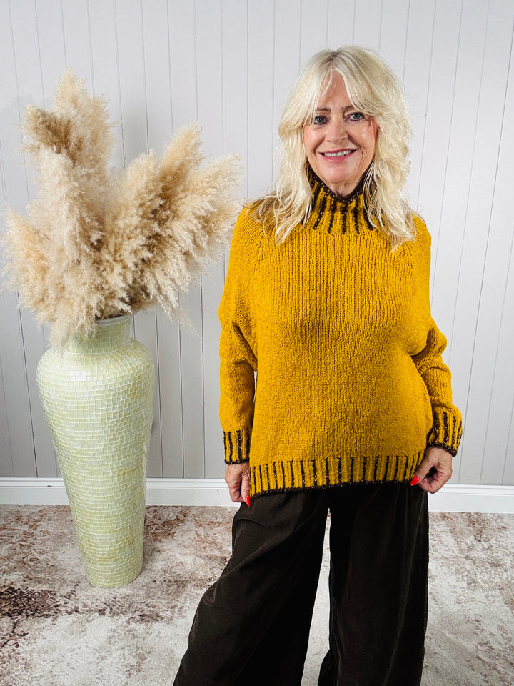 Nelle Funnel Neck Jumper Mustard