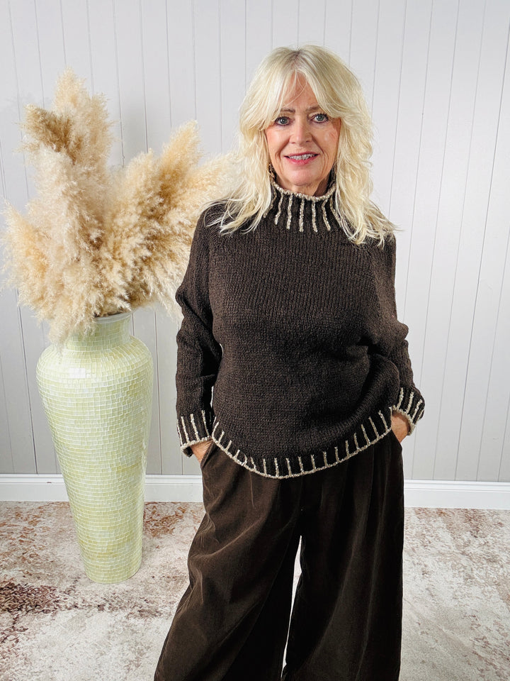 Nelle Funnel Neck Jumper Chocolate