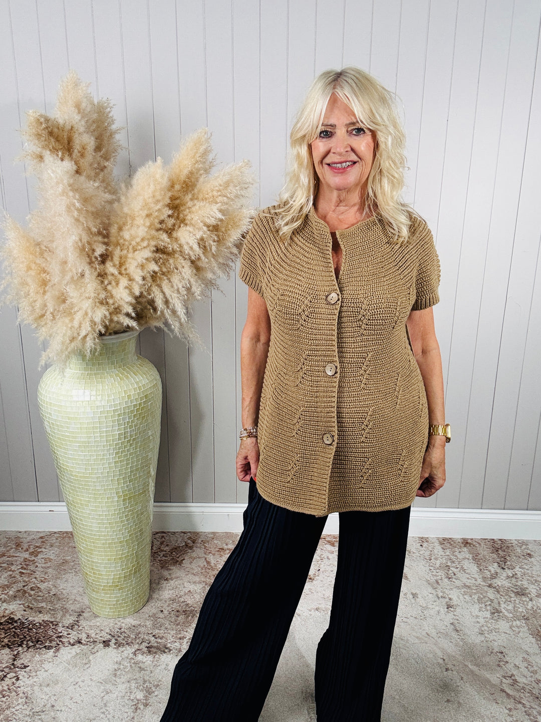 Bethany Button Cardigan Camel