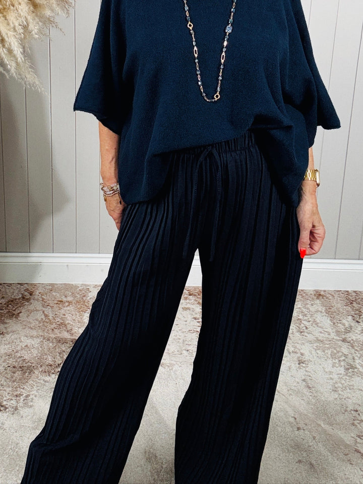Polly Pleat Trousers Navy