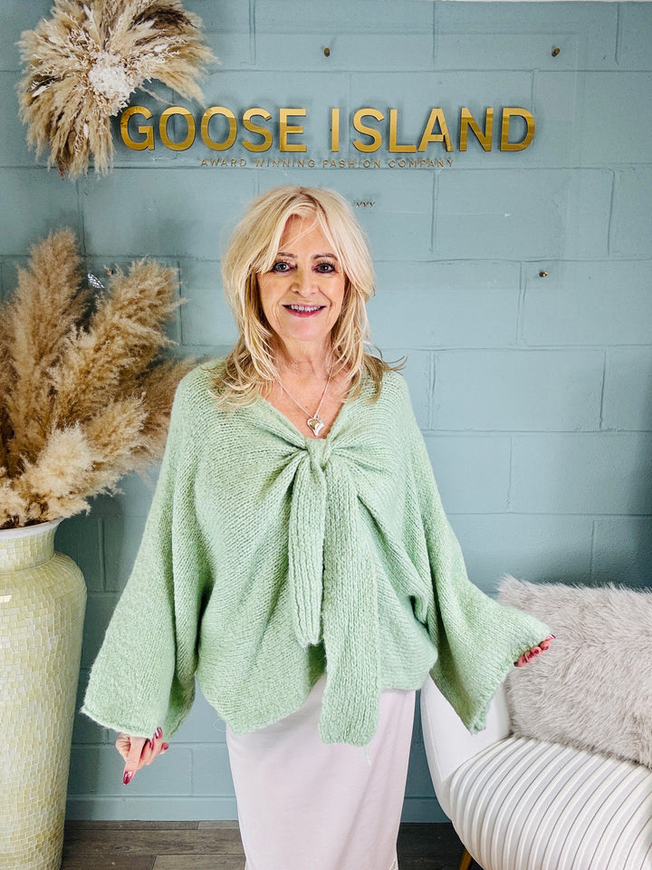 Bella Bow Jumper Pistachio