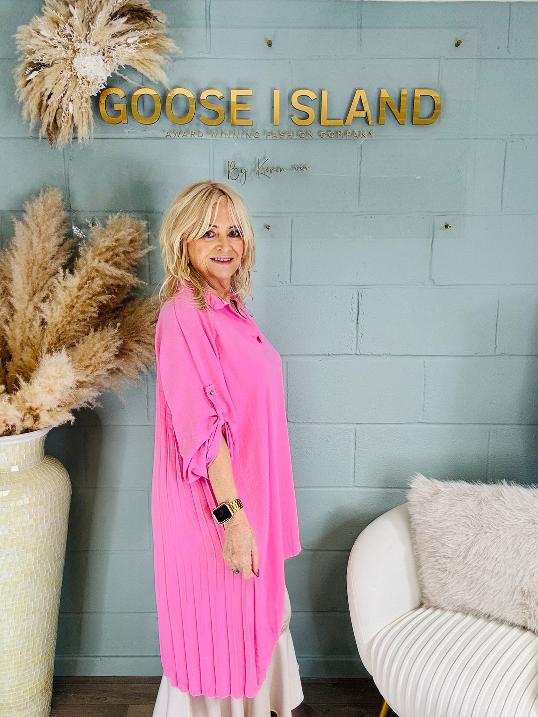 Polly Pleat Tunic Pink