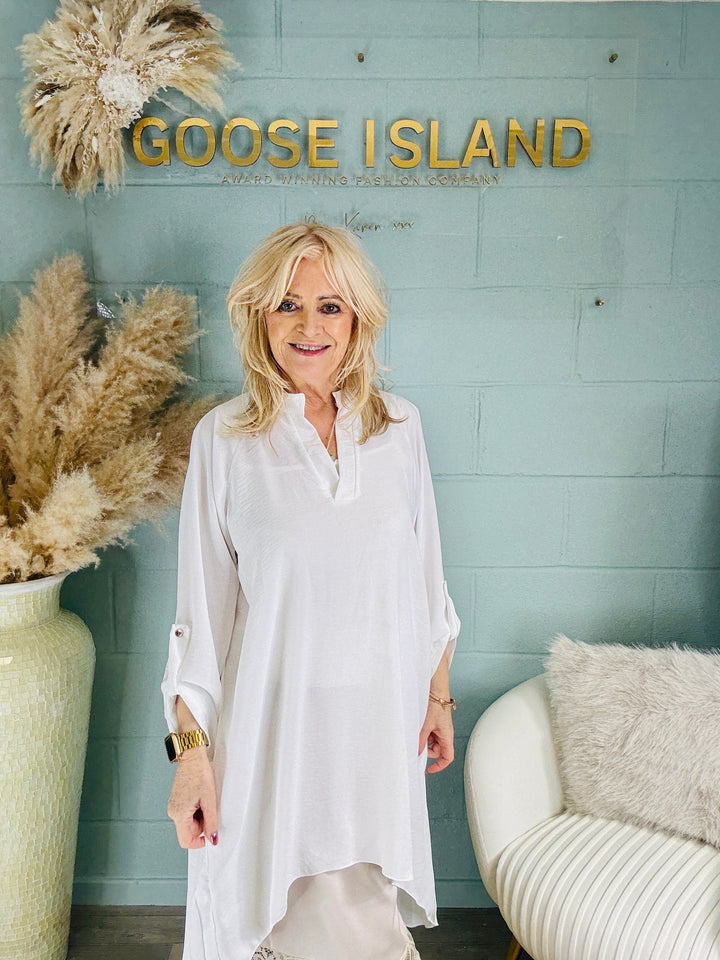 Polly Pleat Tunic White