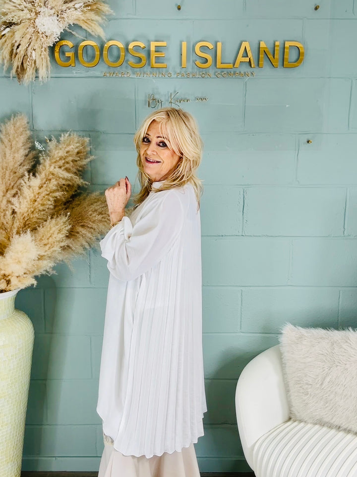 Polly Pleat Tunic White
