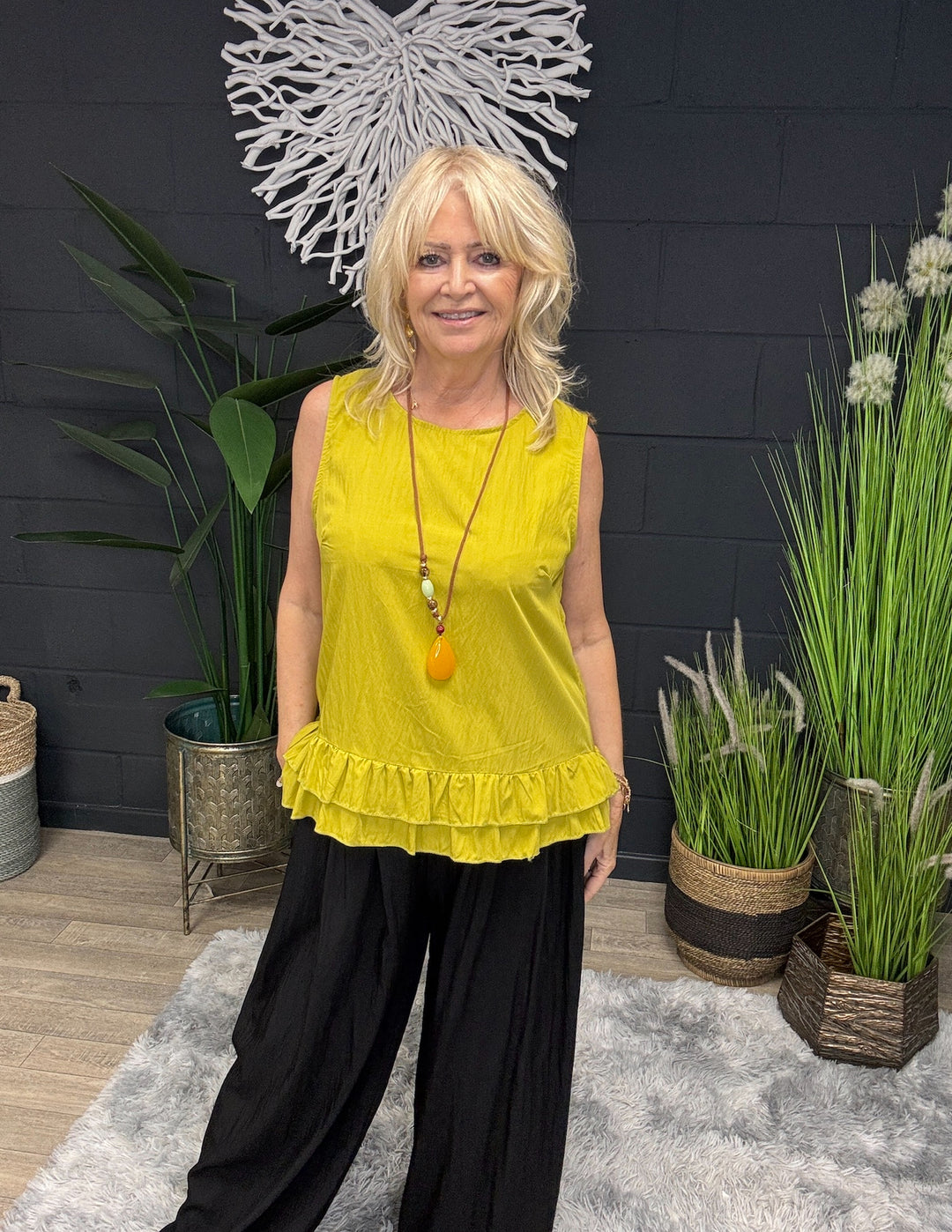 Clara Frill Top Ochre