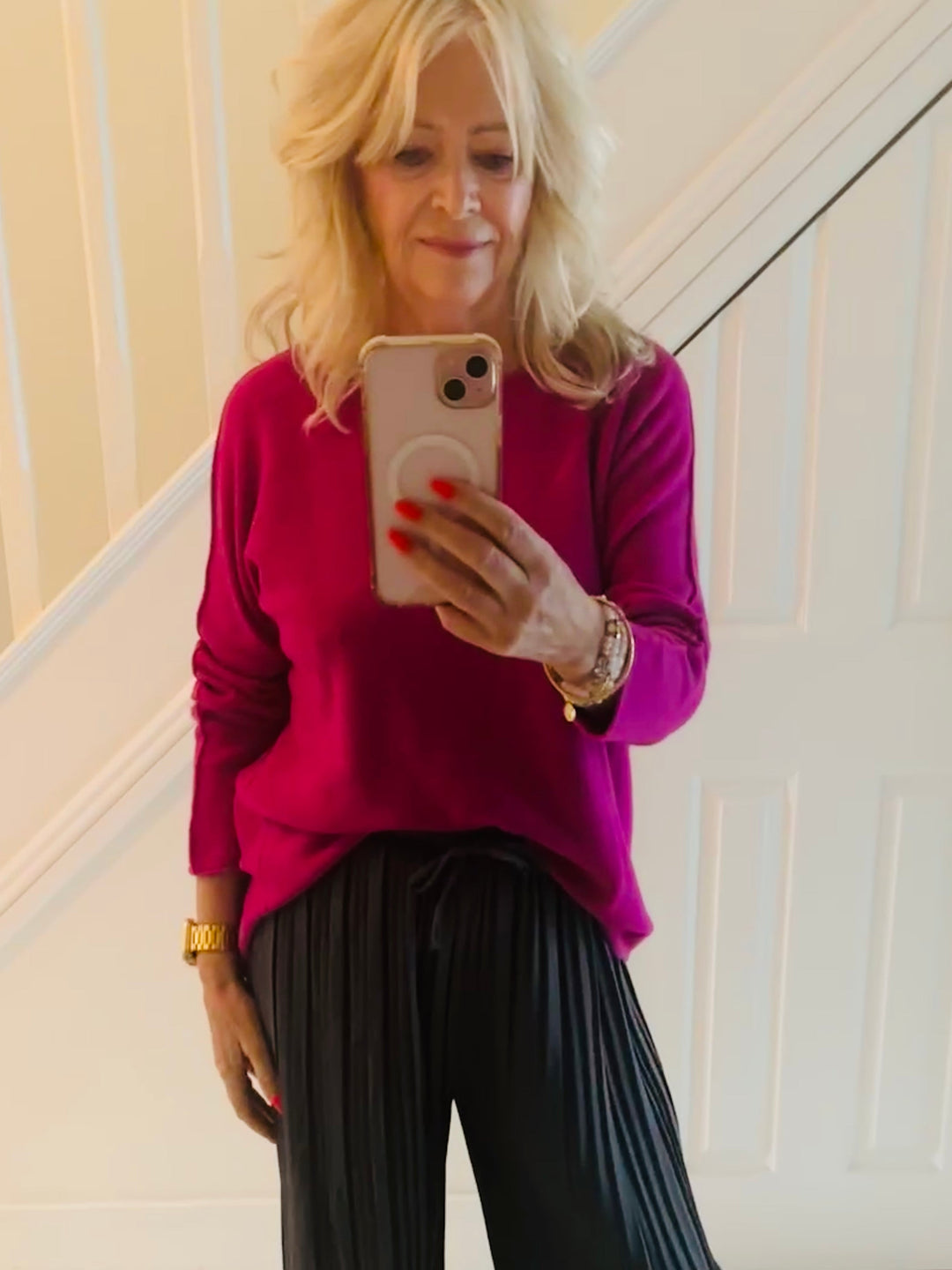 Anabelle Round Neck Jumper Magenta