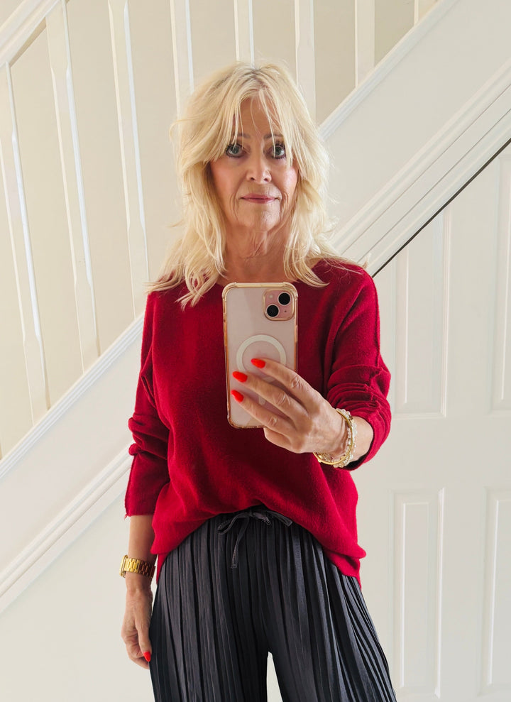 Anabelle Round Neck Jumper Red