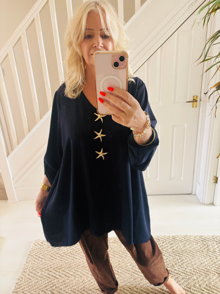 Triple Starfish Top Navy