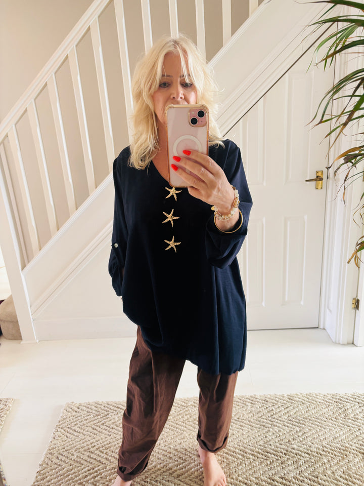 Triple Starfish Top Navy