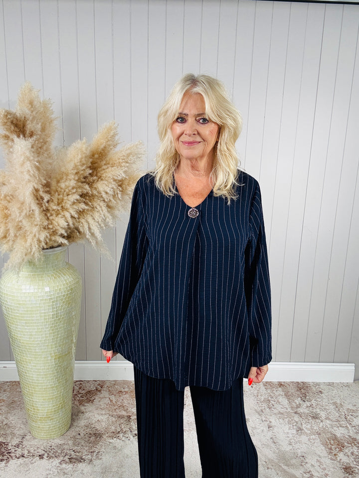 Avery Button Top Navy