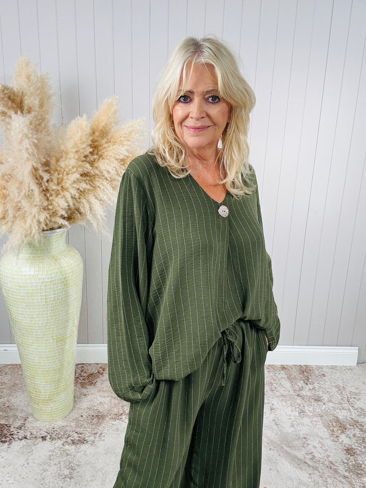 Avery Button Top Khaki