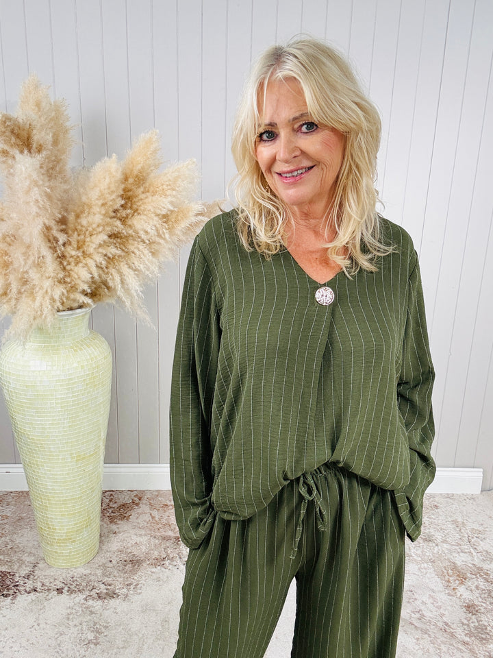 Avery Button Top Khaki
