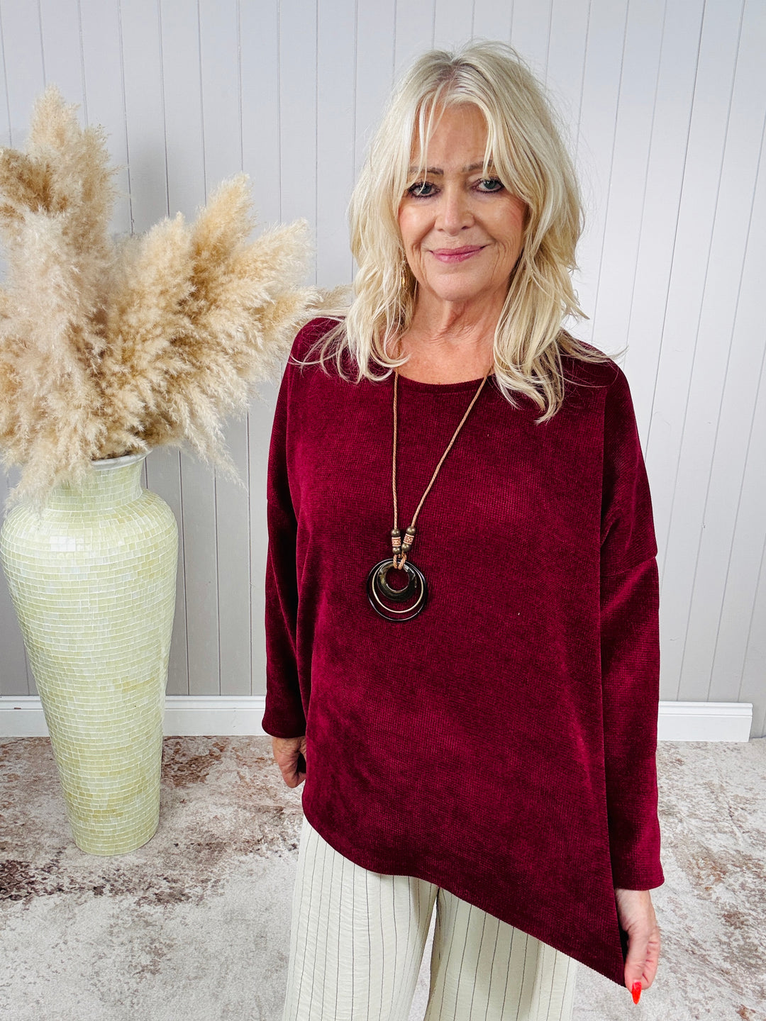 Camila Chenille Top Wine