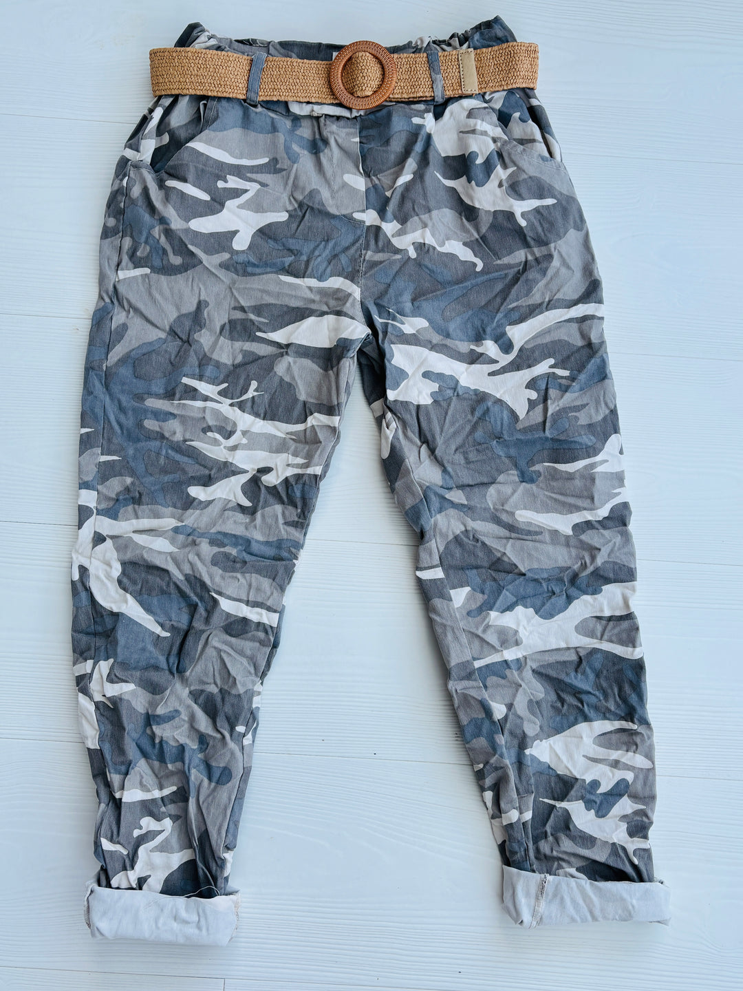 Camo Magic Pants with belt Khaki