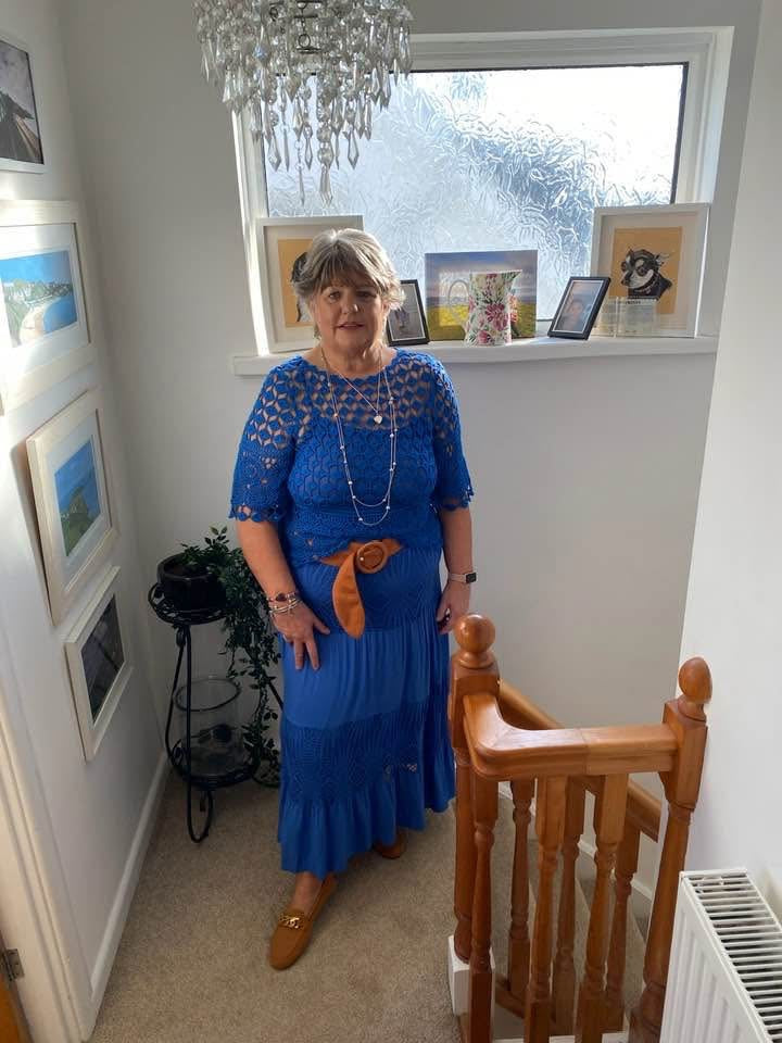 Crochet Panel Gypsy skirt Royal Blue