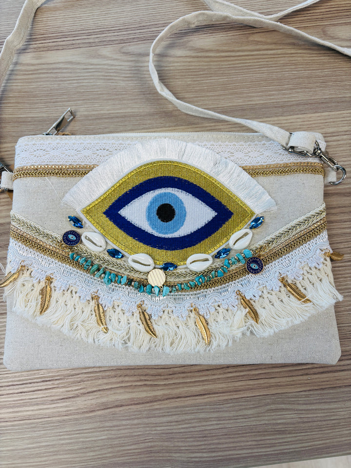 Elkie Evil Eye Clutch bag Navy
