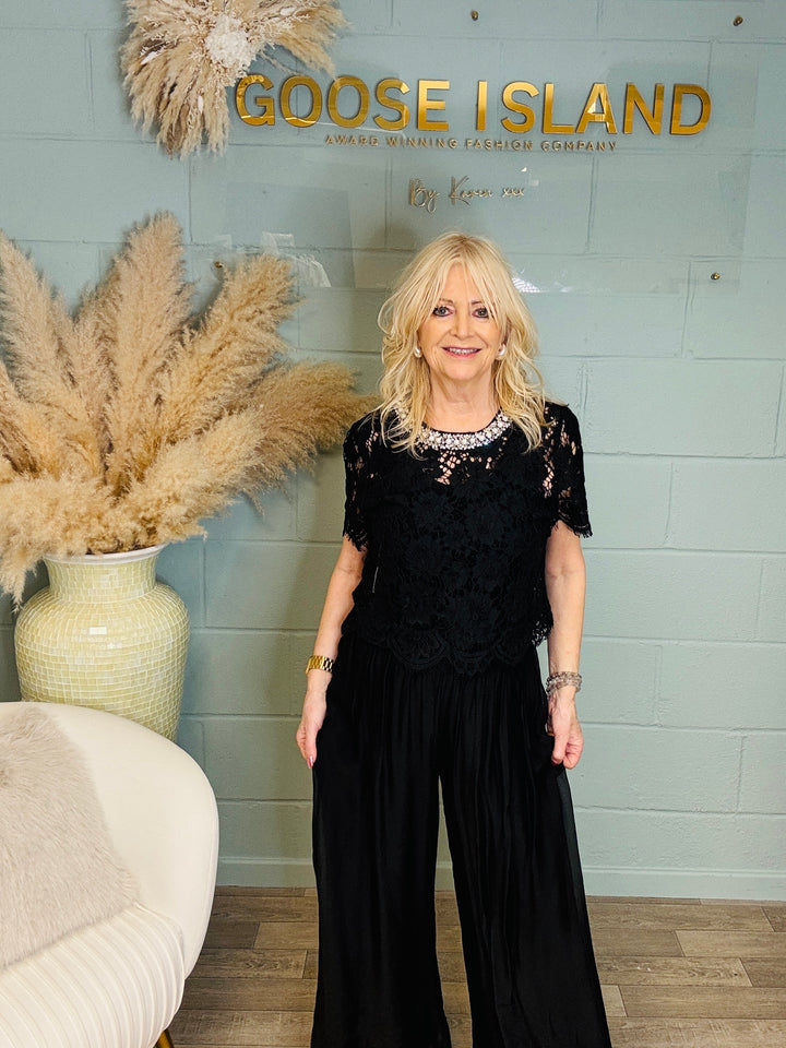 Maribel Silk Trousers Black