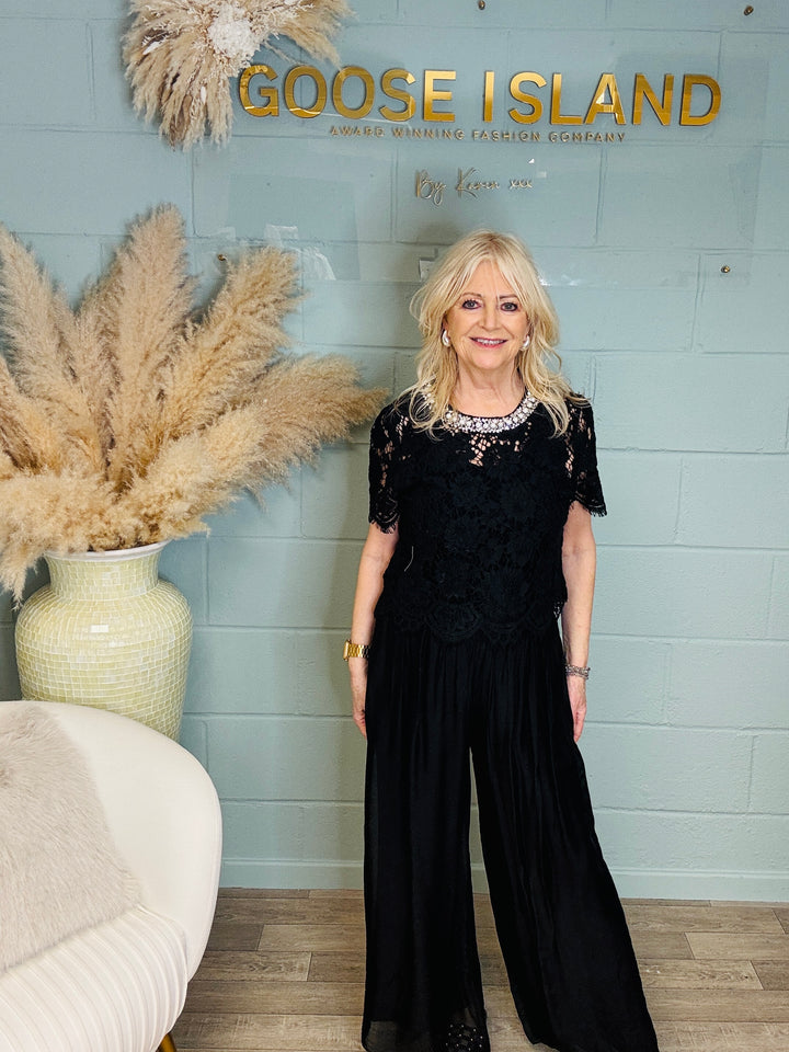 Maribel Silk Trousers Black