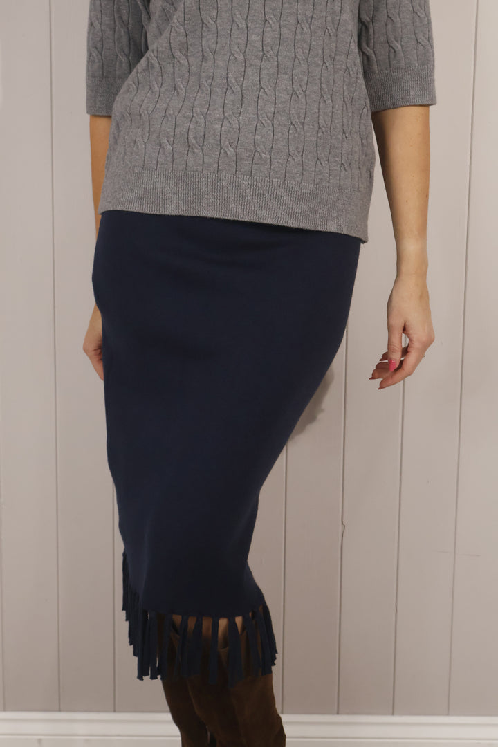 Felicity Fringe Skirt Navy
